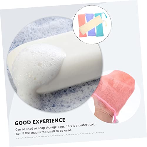 4 Pack Soap Mesh Pouch Bags with Drawstring - Exfoliating