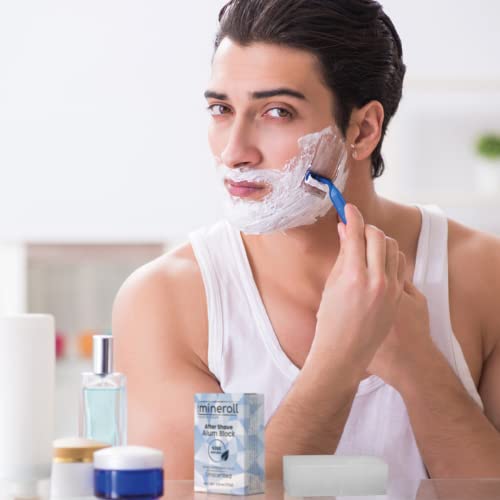 After Shave Alum Block, All Natural Potassium Alum, For Women and Men, Alum Stone, Styptic Skin Soothing, Anti-Ingrown Hair Alum Bar, Shaving Accessory, Unscented, 2,5 oz