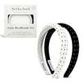 Polka Dot Satin Headbands for Women - 2 Pack, Comfortable & Non-Slip