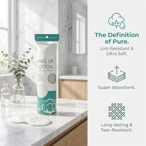 300 Cotton Rounds - Lint-Free, Soft Makeup Remover Pads
