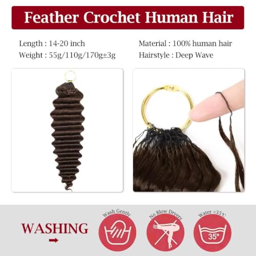 14 Inch Miracle Invisible Knots Human Crochet Hair - Soft Deep Wave