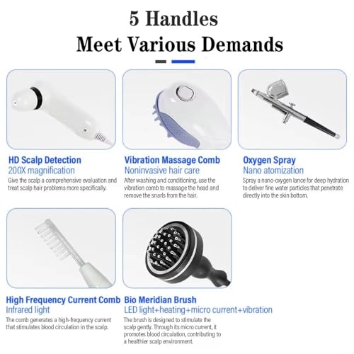 5-in-1 Skin Scalp Detector with 200X Magnification & Spectrum Analysis