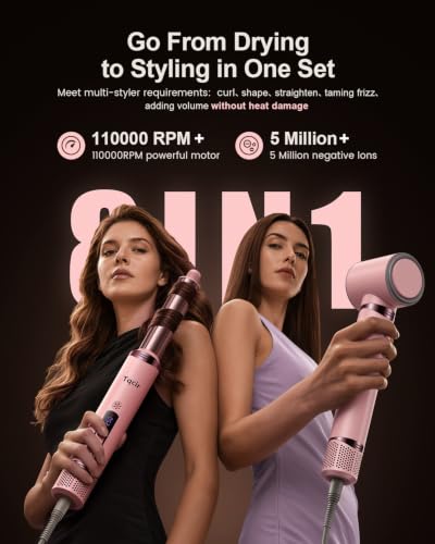 8-in-1 Hot Air Styler Hair Dryer Brush with Auto Wrap Curl