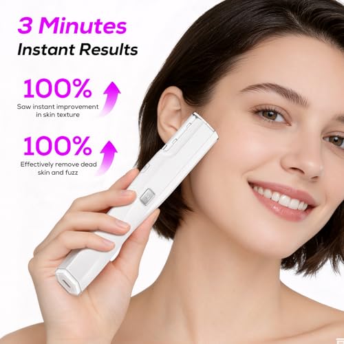 Dermaplane Razor for Women Face, Painless Sonic Dermaplane Tool with 10 Upgraded Micro Mesh Dermaplaning Blades, Women¡¯s Facial Exfoliation & Peach Fuzz Hair Removal System (Off-White)