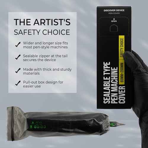 Sealable Tattoo Pen Covers Large, Gun Covers 2.5''x 7.8'', 200pcs Tattoo Machine Covers, Tattoo Machine Wrap for Tattoo Artists - Pro Supplies Accessories Black(2.5inchX7.8inch)