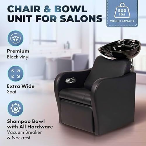 Buy-Rite Backwash Chair with Tilting Porcelain Bowl - Black