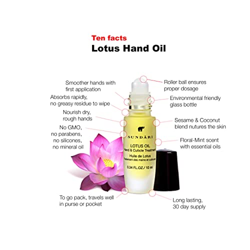 SUNDARI Lotus Hand & Cuticle Oil - Hydrating Roll-On Treatment