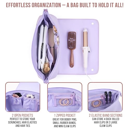 Hair Tool Travel Bag with Heat Resistant Mat 15.5" - Flat Iron Holder