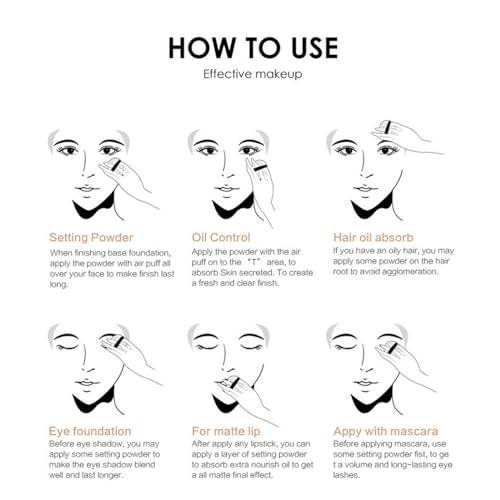 MAEPEOR Matte Setting Loose Powder 8 Colors Smooth and Lightweight Face Powder for Brightening and Setting Makeup with Face Puff (06 Mountain)