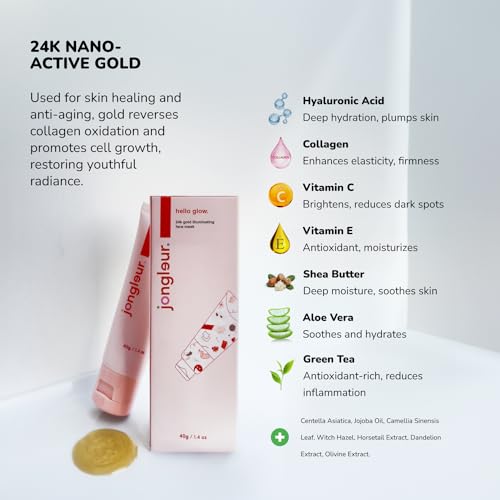 24k Nano Gold Anti Aging Peel Off Face Mask - Premium Skincare Set for Blackhead Removal and Deep Cleansing - Peel Off Face Mask Skincare by Jongleur