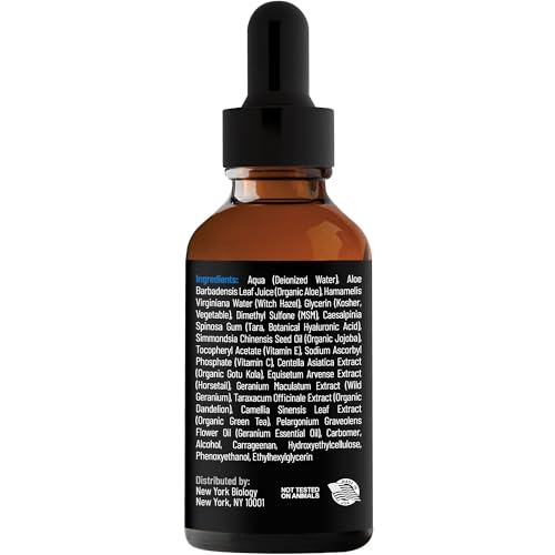 New York Biology Hyaluronic Acid Serum for Face with Vitamins C and E - Professional Strength Hydrating Serum for Dry Uneven Skin - 1 Fl oz