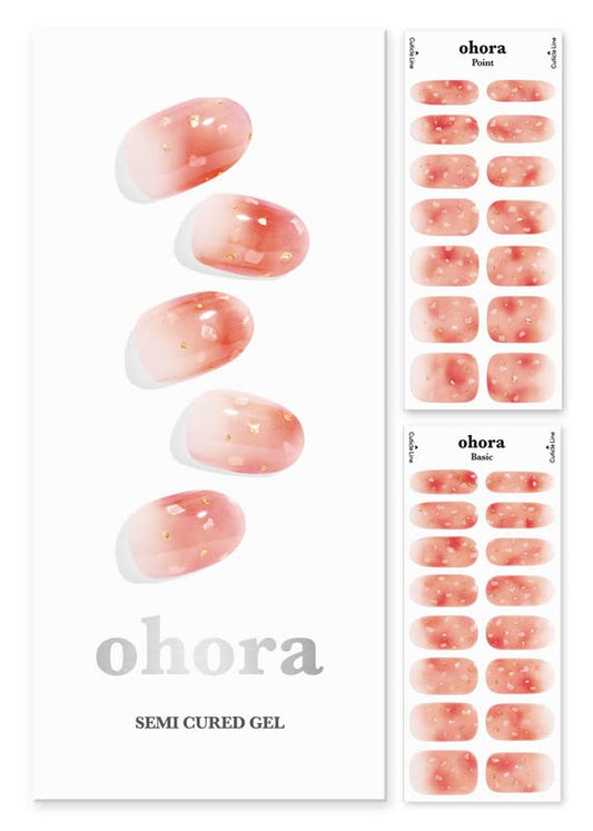 ohora Semi Cured Gel Nail Strips (N Apple Cider) - Works with Any UV Nail Lamps, Salon-Quality, Long Lasting, Easy to Apply & Remove - Includes 2 Prep Pads, Nail File & Wooden Stick