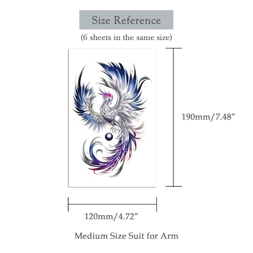 Temporary Tattoos for Adults & Kids - 6 Waterproof Sheets