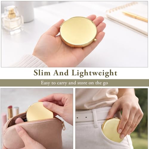 Gold Compact Pocket Mirror Set - 2PCS Double-Sided Folding Mirrors
