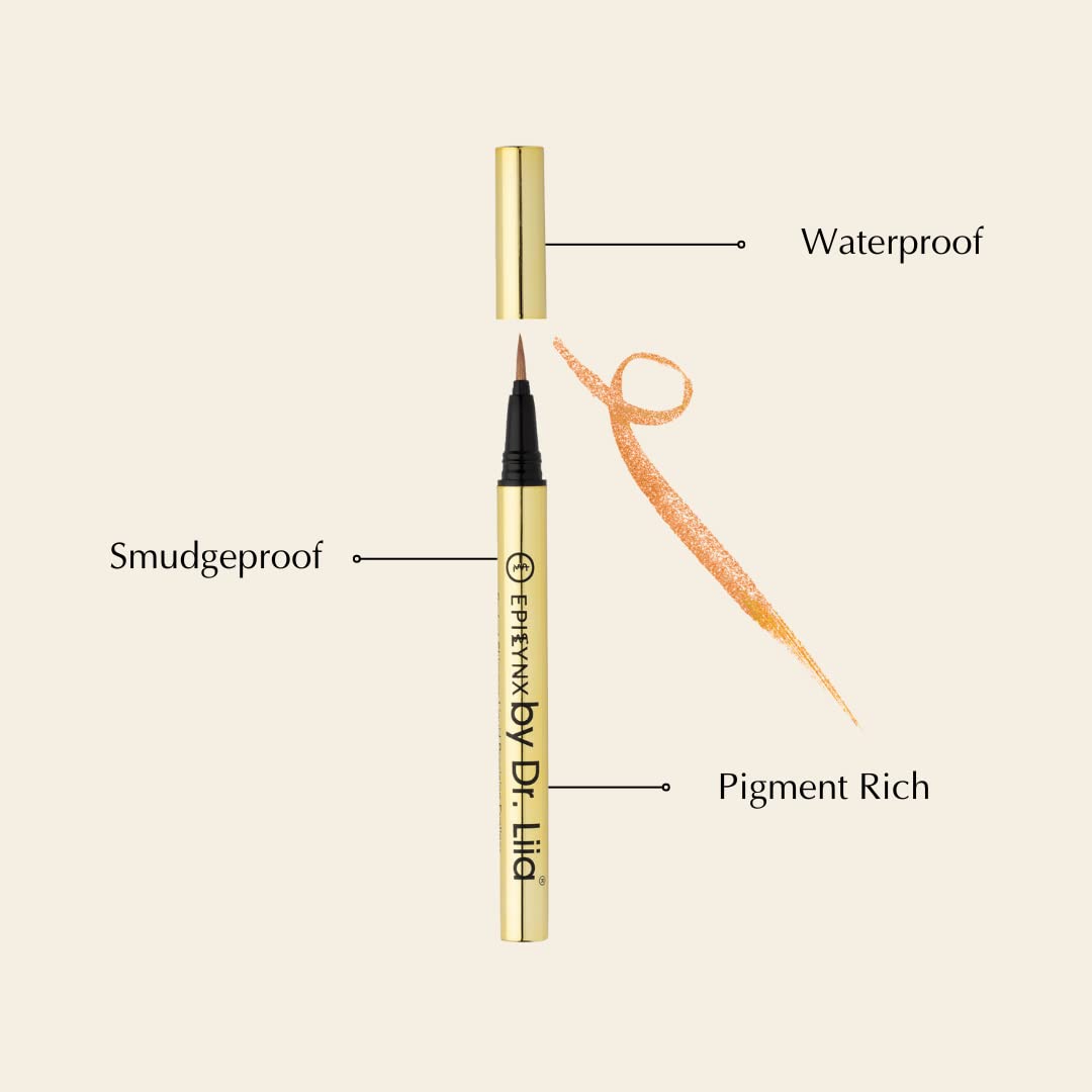 EPILYNX Long Lasting Waterproof Liquid Eyeliner with Precision Tip | Gluten and Allergen Free, Vegan Eyeliner Pencil | Shimmer Gift Set by Dr. Liia