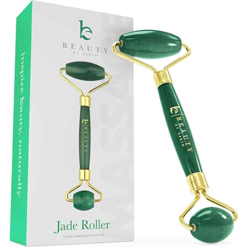 Beauty by Earth Jade Roller for Face - Face Massager Skin Care Tools with Small Eye Roller for Puffy Eyes, Face Care to Reduce Puffy Eyes, Facial Roller Self Care Gifts for Women