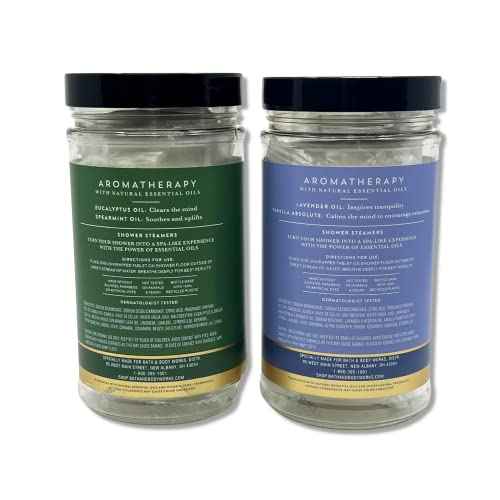 Bath & Body Works - Aromatherapy - Shower Steamers, 6 Tablets Each - 2 Pack Bundle - Lavender Vanilla and Eucalyptus Spearmint
