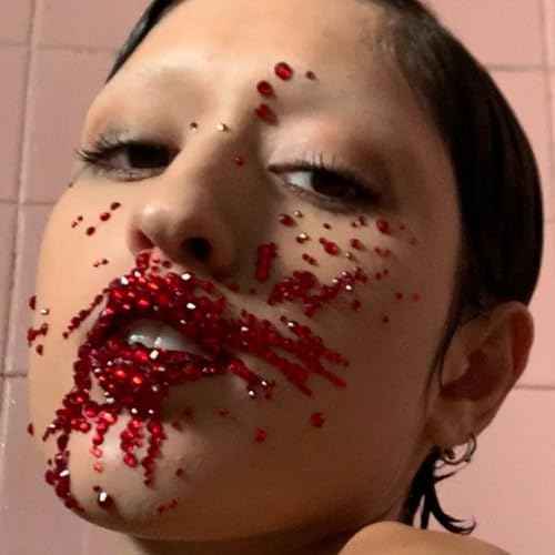 NOOEPC Red Face Gems Hair Gems, Self-Adhesive Face Jewels Eye Jewels Rhinestones 3/4/5/6 mm DIY Face Gems Stick on, Rhinestones Gems Rave Accessories for Face Eyes