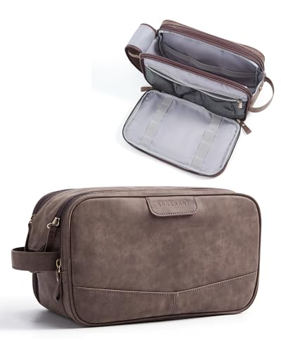 BAGSMART Large Soft Matte PU Leather Toiletry Bag for Men