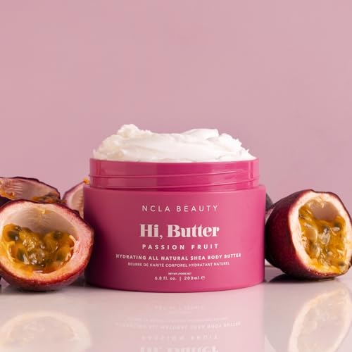 NCLA Beauty Hi Butter All Natural Body Butter - Body Moisturizer with Sunflower Oil and Shea, Cocoa, Mango Extracts - Passion Fruit - 6.8 oz
