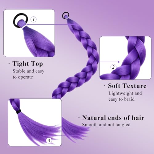 26 Inch Purple Braiding Hair Extensions | Pre-Stretched Synthetic