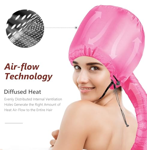 Hair Dryer Bonnet Attachment Adjustable Hood Deep Pink