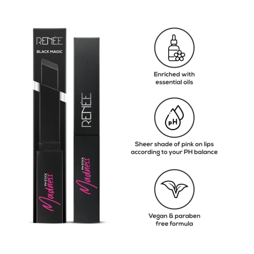 RENEE Madness pH Lipstick - Black to Pink Color-Changing Stick