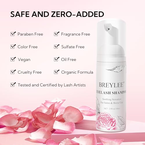 BREYLEE Lash Extension Shampoo Kit 60ml with Rinse Bottle