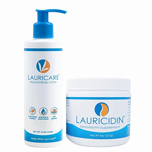 Lauricidin Monolaurin Supplement Body Lotion Bundle - Immune Support + Moisturizing Body Lotion for Dry Skin