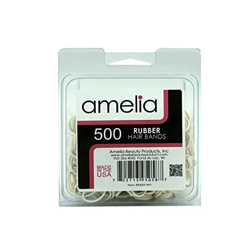 Amelia Beauty | 500 Count 1/2" Rubber Bands | Premium US Made Rubber Hair Ties | Ideal for Ponytails, Braids & Beards | Strong All Day Hold | Convenient Re-closable Container | Creme