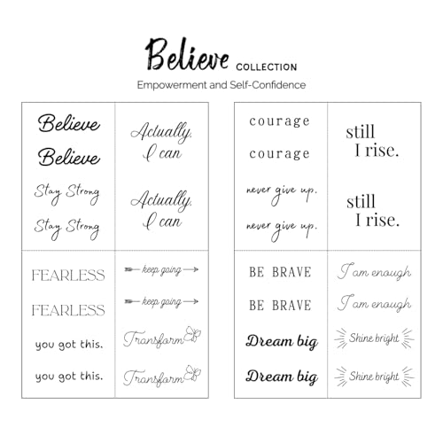 Motivational Temporary Tattoos - Waterproof Inspirational Words Black Mini