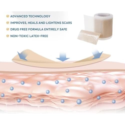 Silicone Scar Sheets 1.6" x 120" - Medical Grade, Long-Lasting, Reusable Tape Roll for C-Section, Surgical Scars, Keloid, Acne, Tummy Tuck Recovery & Wrinkle Treatment
