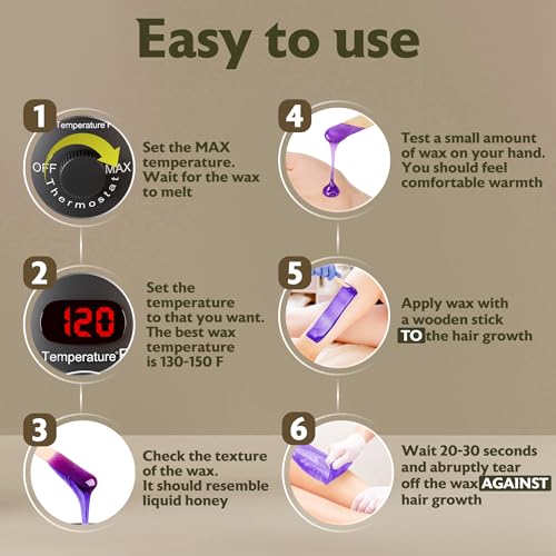 Wax Kit for Hair Removal, Wax Pot for Hair Removal for Face, Body, Leg, Bikini, Brazilian Wax, Waxing Kit for Women & Men (34 Accessories)