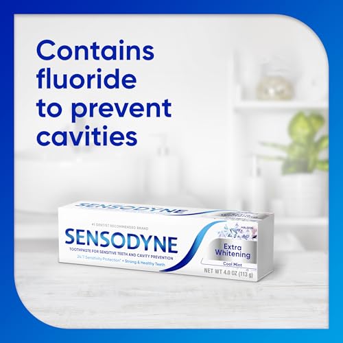 Sensodyne Extra Whitening Sensitive Toothpaste, Cool Mint (4 oz, Pack of 4)