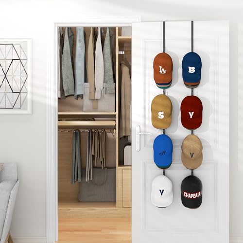 HapiRm Over Door Hat Rack - 2 Pack Organizer for 40 Caps