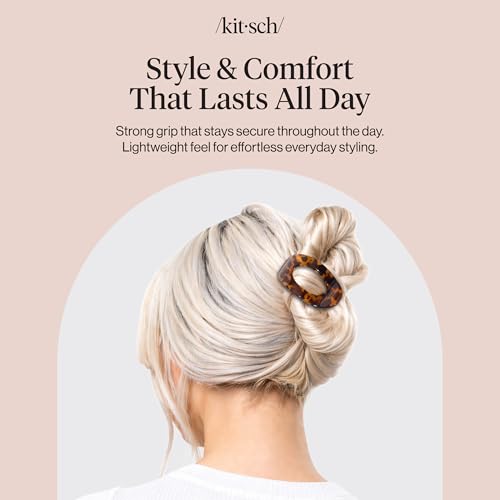 Kitsch Small Flat Hair Claw Clip for Women, Tortoise Non-Slip Hold