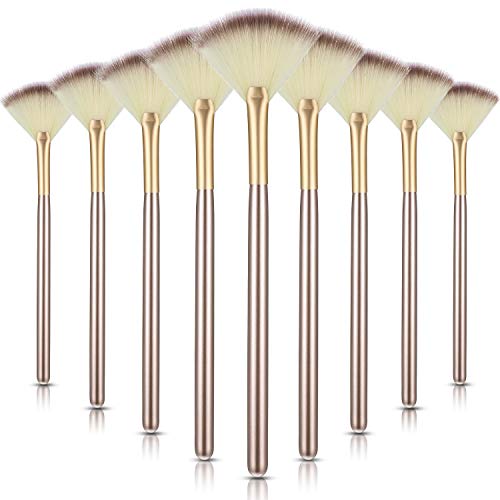 9-Piece Soft Facial Fan Brushes with Wooden Handles