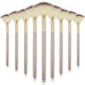 9-Piece Soft Facial Fan Brushes with Wooden Handles