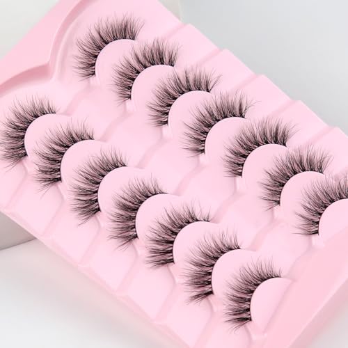 Natural Cat Eye False Eyelashes 14mm Wispy 3D Volume (7 Pairs)