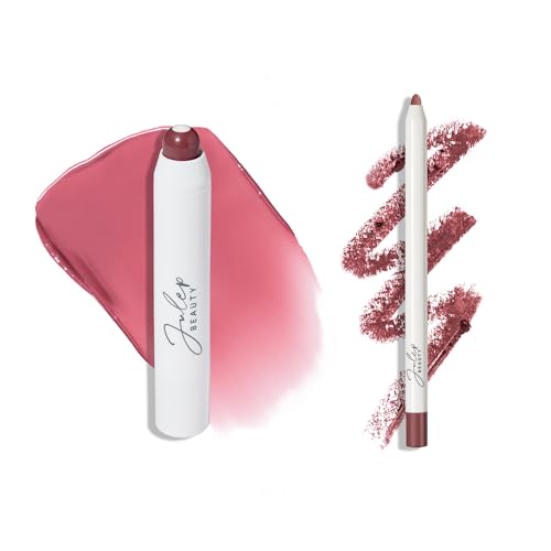 The Perfect Pair 2pc Set: Julep It's Balm Tinted Lip Balm Island Blossom and With a Trace Retractable Creamy Long-Lasting Lip Liner, Antique Rose