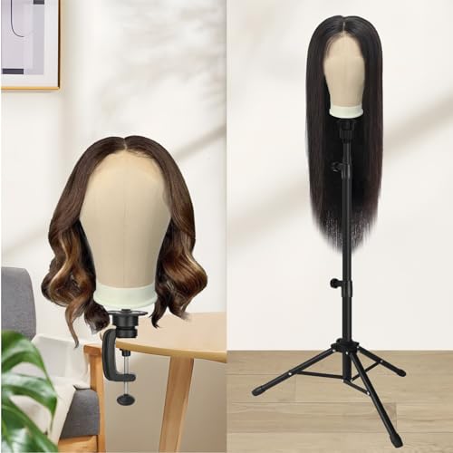 24 Inch Canvas Block Wig Head Mannequin with Mount Hole