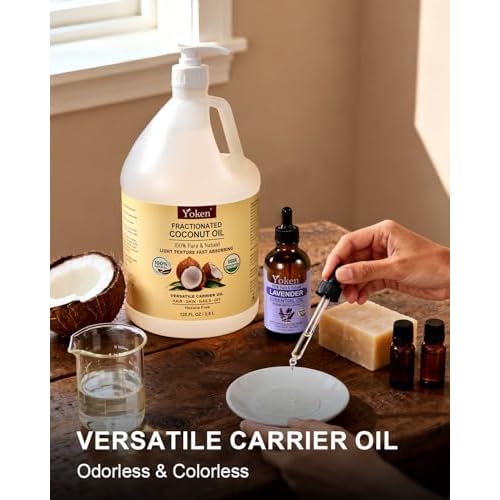 USDA Organic Fractionated Coconut Oil, 1 Gallon (128 Fl Oz), Liquid Coconut Oil for Massage & Bulk Use, Professional Body & Carrier Oil, Unscented, Hexane Free