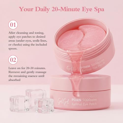 PDRN Under Eye Patches 5000ppm Sodium DNA, Retinal & Peptides, 60 Pcs