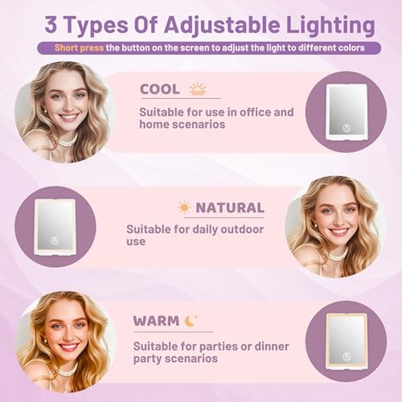 LED Makeup Mirror with Lights | Rechargeable Travel Compact