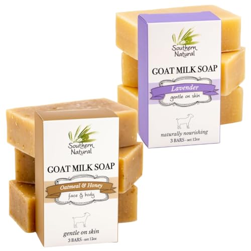 Goat Milk Soap Bar Set ? Unscented Oatmeal & Honey (3 Bars) and Lavender (3 Bars) ? Gentle Moisturizing Soap for Dry, Sensitive Skin, Ideal for Face and Body, for Women & Men