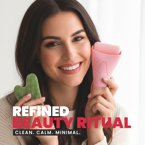 Ice Roller & Gua Sha Facial Tool Set - Face Massager for Wrinkles & Puffiness