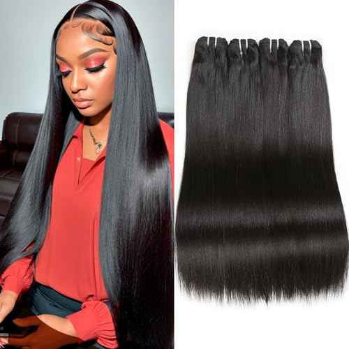 Liang Dian 18 Inch Long Straight Human Hair 4 Bundles Natural Color 12A Brazilian Virgin Hair 100% Unprocessed Straight Bundles Human Hair(18" 18" 18" 18")