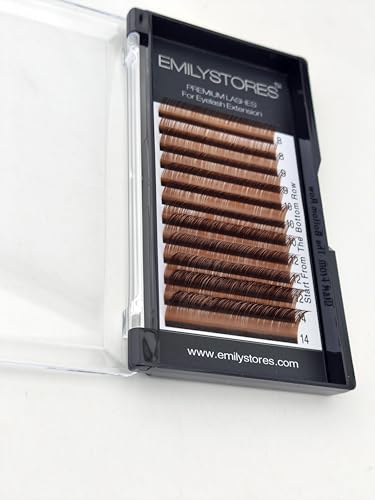 Brown Eyelash Extensions 0.05mm, Mixed 8-14mm, C Curl