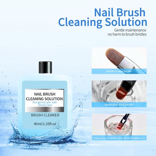 40ml Nail Brush Cleaner for Acrylic Nails - Fast-Acting Solution