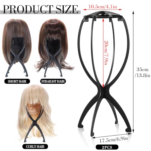 Obeoby Foldable Black Wig Stand for Short Wigs & Cosplay Hair - Portable